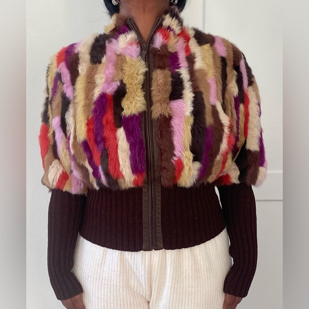 Ebené Rabbit Fur Jacket - Will fit sizes S-L comfortably (w/ Fur Earmuffs)